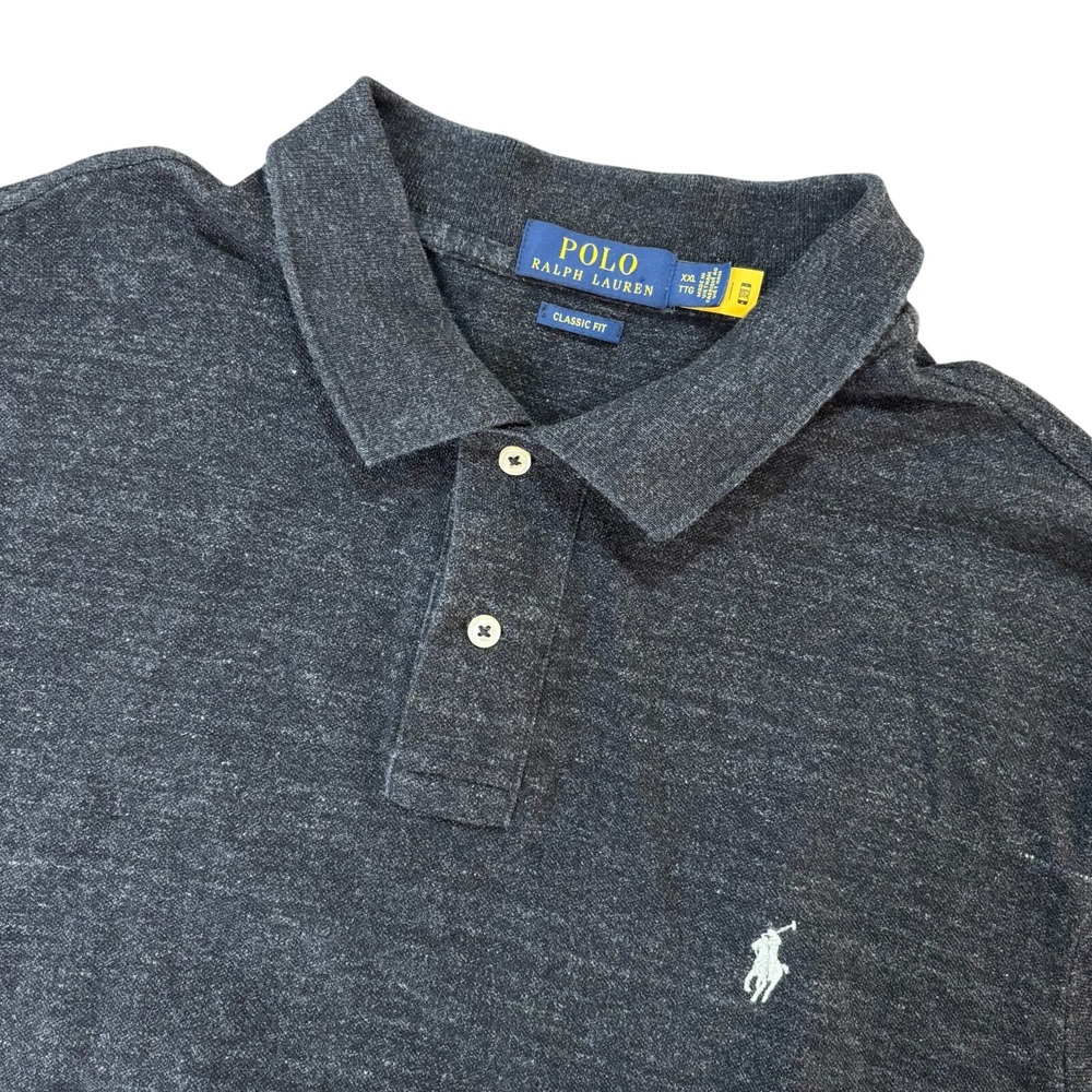 POLO‎ RALPH LAUREN Polo Shirt Mens XXL Charcoal Gray Classic Fit Short Sleeve